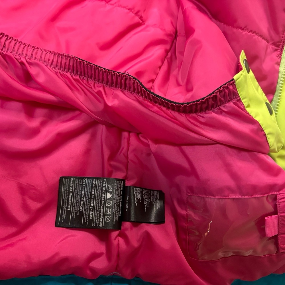 Burton Dryride Snowboard Jacket Youth Girls Size XL 18 Neon Yellow Blue Pink - Picture 10 of 16